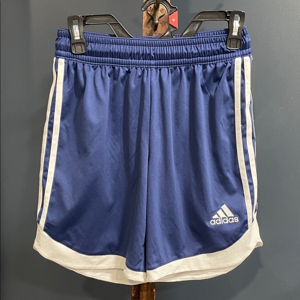 Adidas Navy Blue Shorts with White Stripes